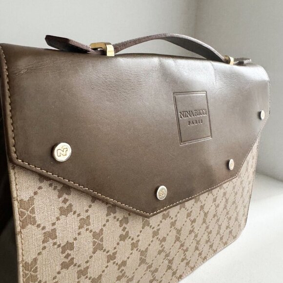 Vintage Nina Ricci Coated Canvas Leather Small Messenger Bag - Picture 3 of 16